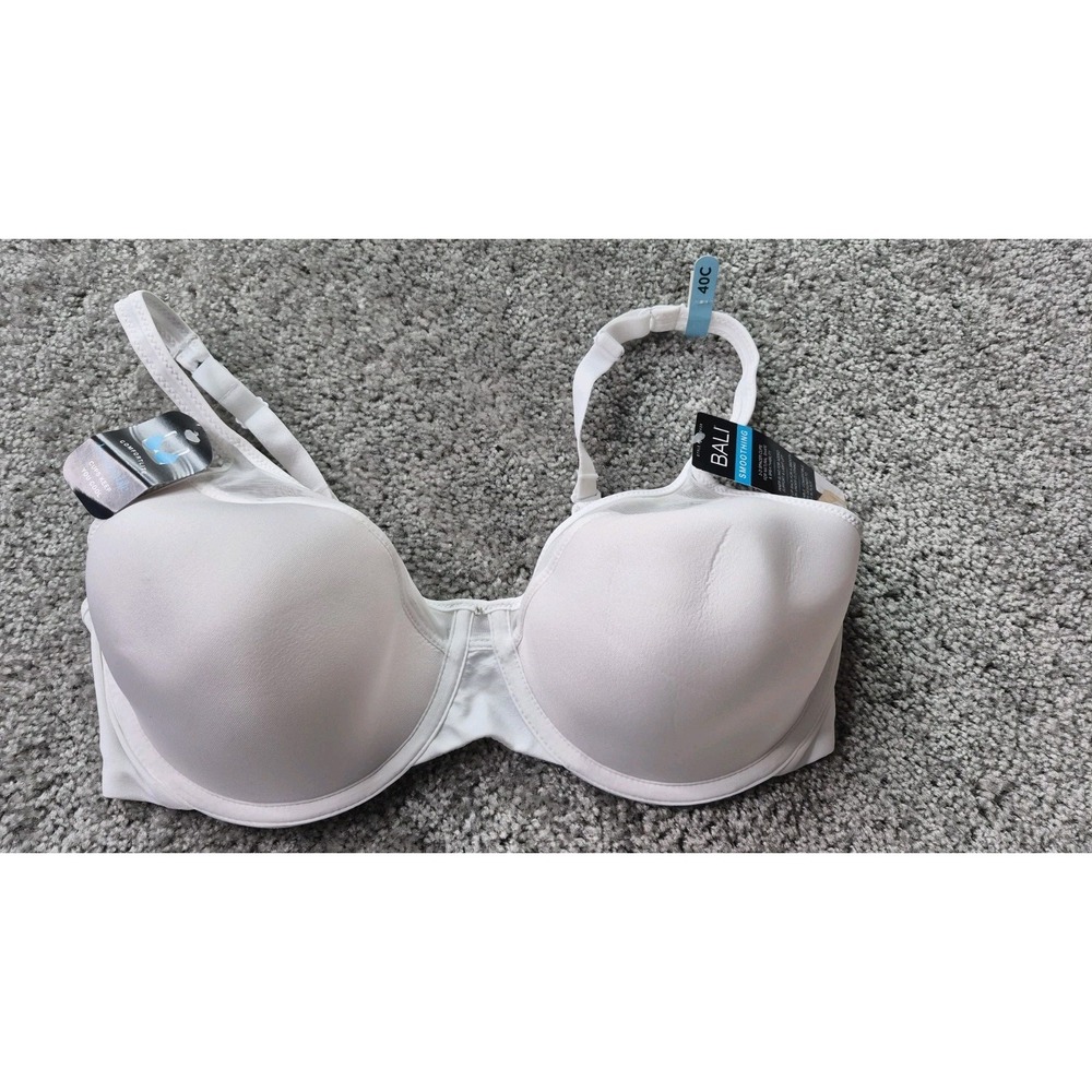 Bali Underwire Bra One Smooth U Ultra Light Convertible White Sz40C NWT